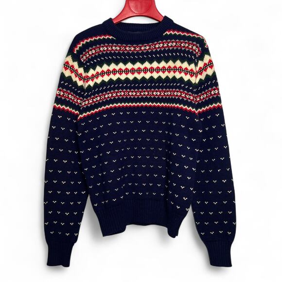 Vintage 80s Strawbridge Clothier Mens Size Medium Nordic Birds Eye Sweater Ski - Picture 1 of 6